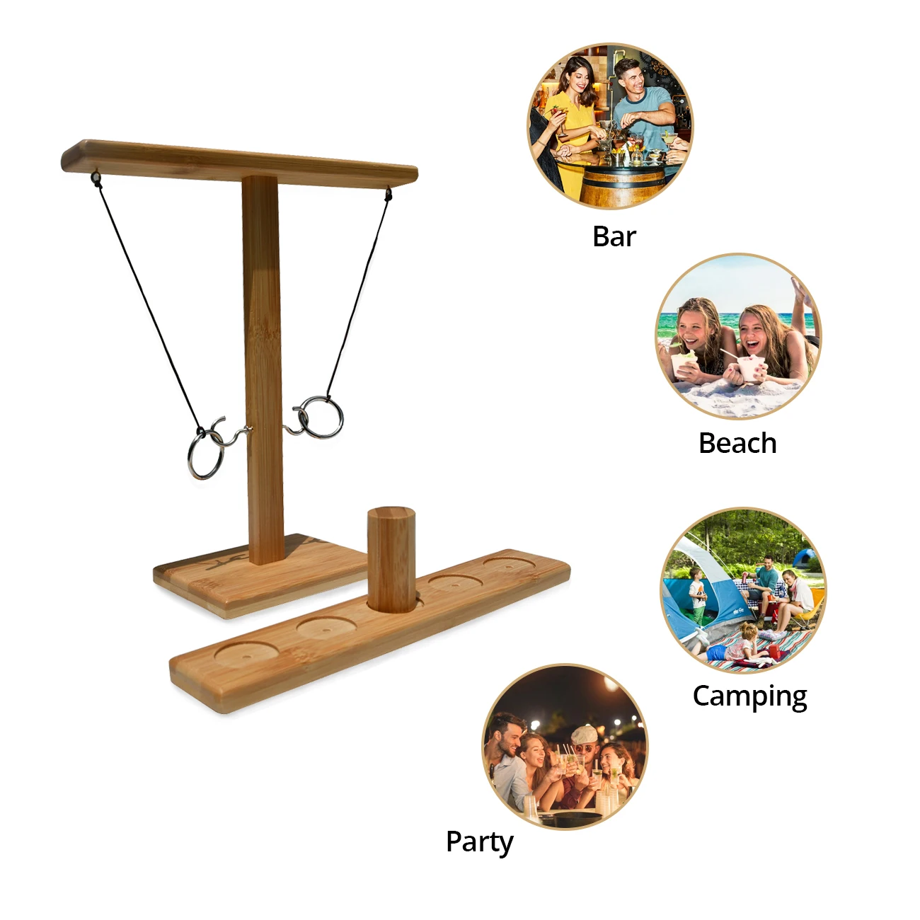 Glowing Wooden Hook Ring Toss Game Rope Ring Toss Game for Adults Hook and Ring