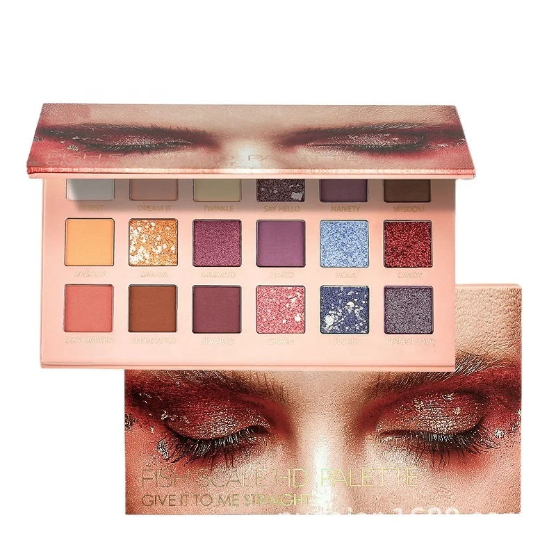 Fish scale eye shadow plate 18 color matte pearl eye shadow douyin with makeup explosion cosmetics wholesale