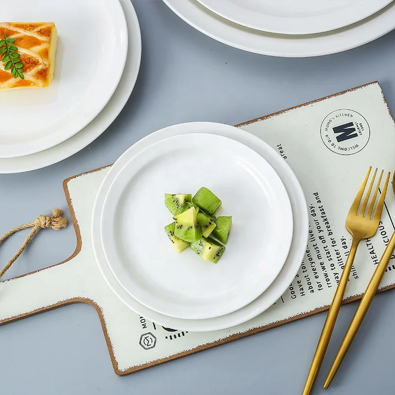2021 New High Quality White Porcelain Narrow Side Plate Hotel Custom Wholesale Dessert Plate Nordic Style Ceramic Tableware