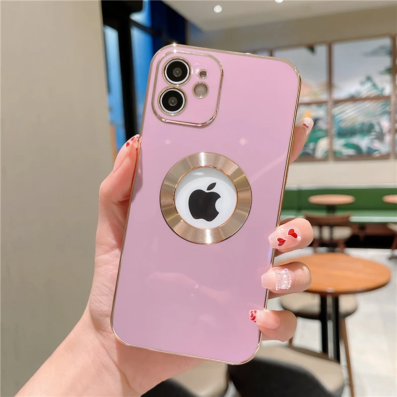 For iPhone13 12 11 Pro Max Funda Phone Case Electroplating Luxury TPU Silicon Case Lens Protector CD Pattern Mobile Cover Case