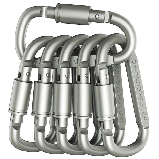 8D shape lock flat aluminum alloy Metal snap swivel key chain quick link carabiner hooks for hiking camping promotion