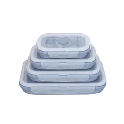 Oven Safe Silicone Collapsible Foldable Lunch Box  Silicone Food Storage Container with Lid