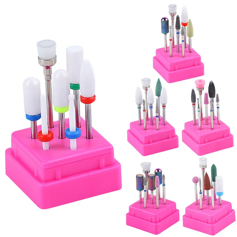 7pcs Steel Nail Grinding Tool Kit Practical Nail Drill Bit Set Multifunctional Different Shapes Ceramic Nail Milling Cutter