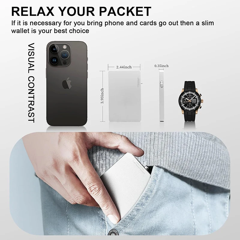 Magnetic Wallet Credit Card Holder for Men Slim Aluminum Pop Up Card Wallet Holder with One Finger Access Button