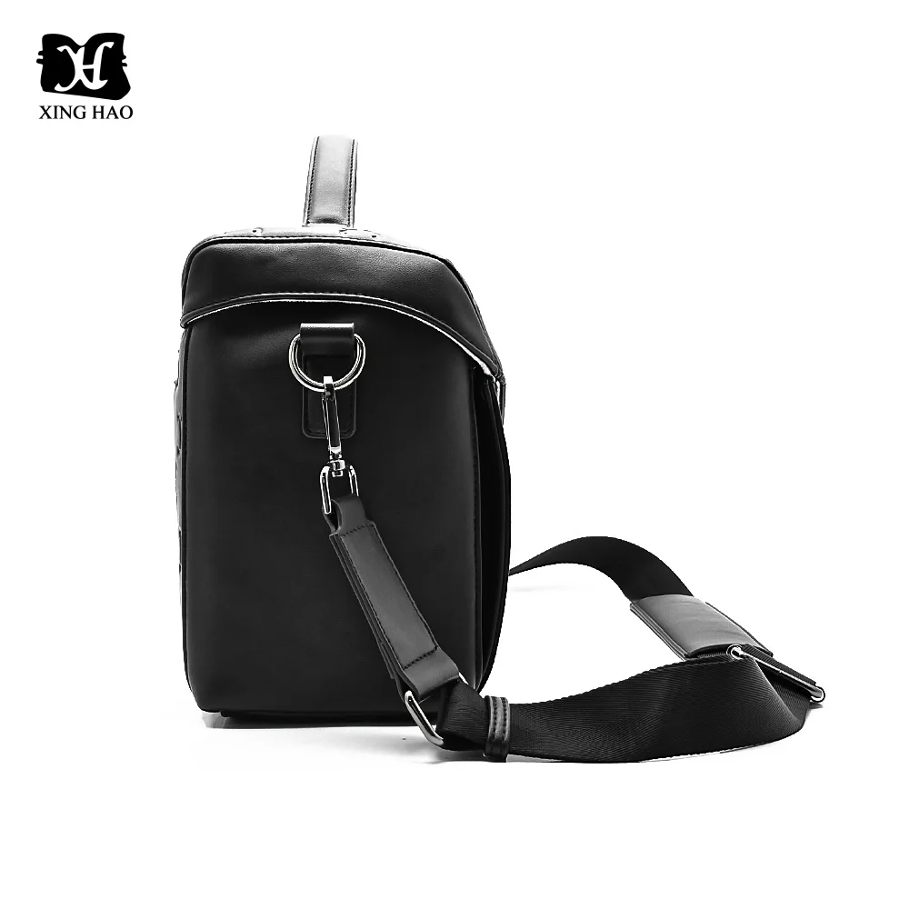 Custom Professional Black Vegan Leather Mirrorless Shoulder Camera Bag for Photography