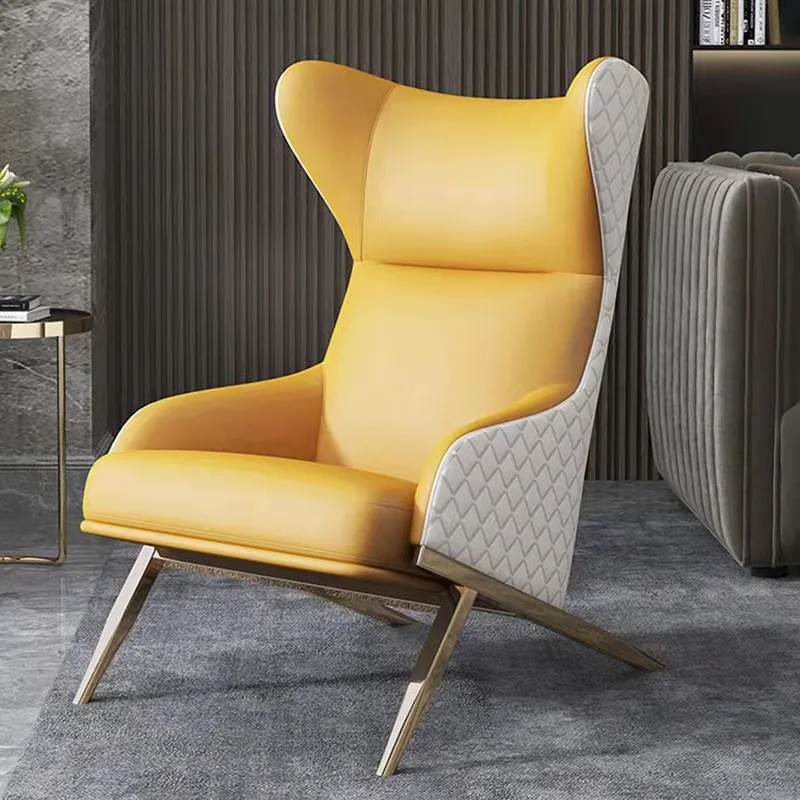 leisure reclining sofa chair living room lounge chaise chair modern stainless steel legs leather high back chairs for elderly