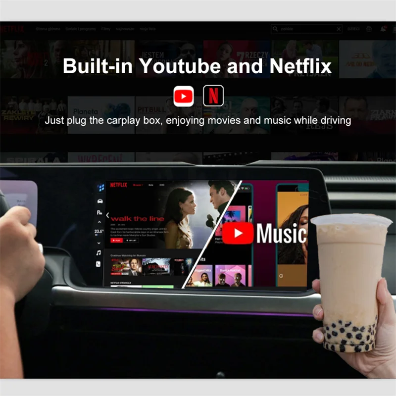 CPA7 Wireless Carplay Smart Box Android Auto YouTube Netflix USB flash drive playback phone mirroring push