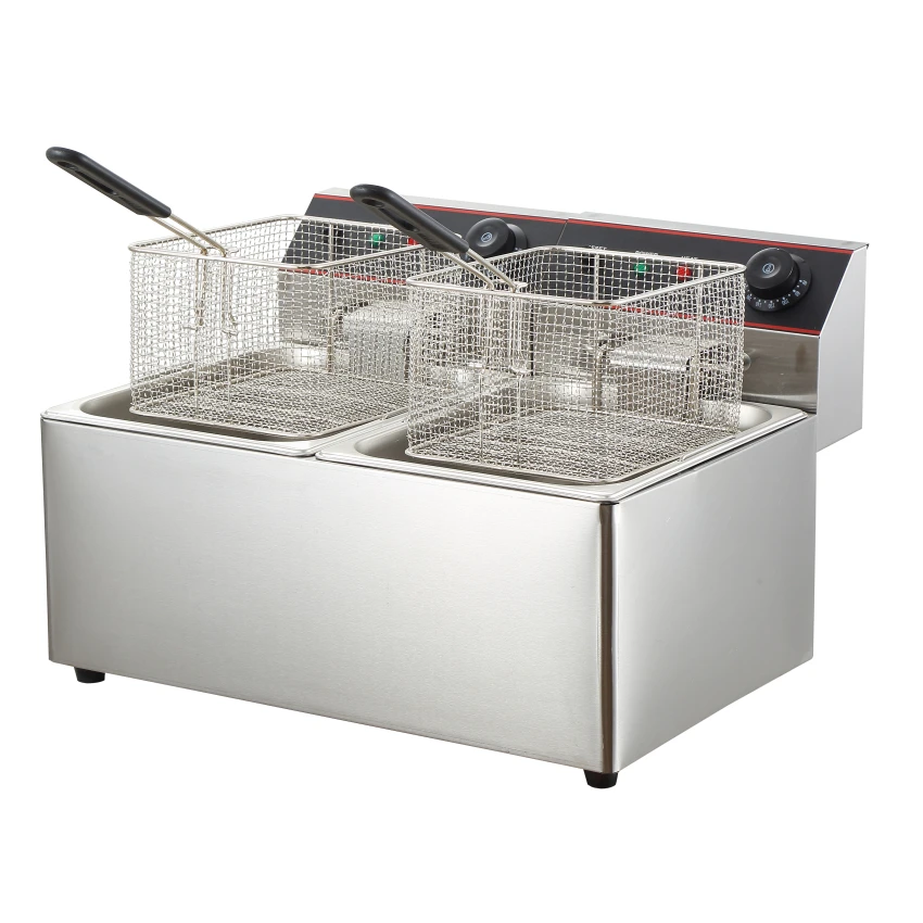 Manufacturers high-quality commercial chip fryer multi-function with 2 deep oil tanks 2 baskets for restaurant food shop hotel