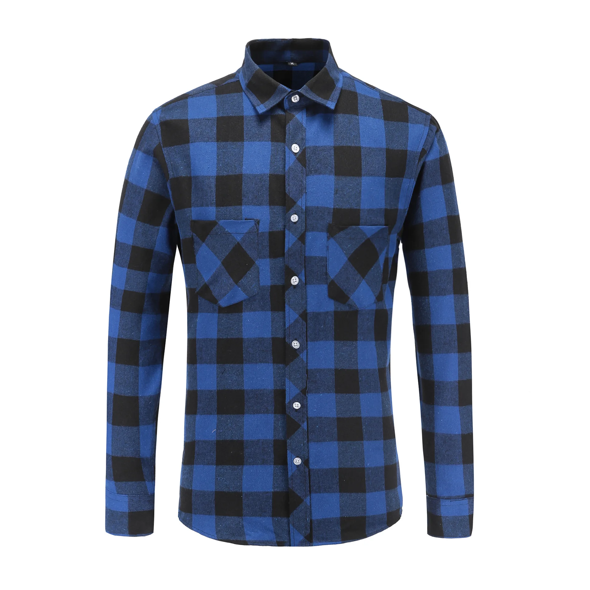 MGOO Custom  Mens  Plaid Pattern Contrast Plaid Print Button Up Pocket Shirt flannel  long Sleeves Shirt wholesale casual shirts