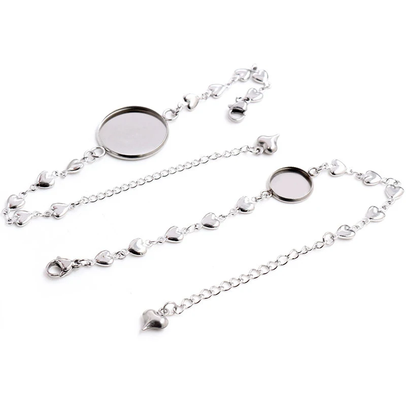 2pcs/Lot Stainless Steel Bracelet Bangle Base Blank Setting Trays Cameo 12/14/16/18/20mm High Quality DIY Jewelry Findings