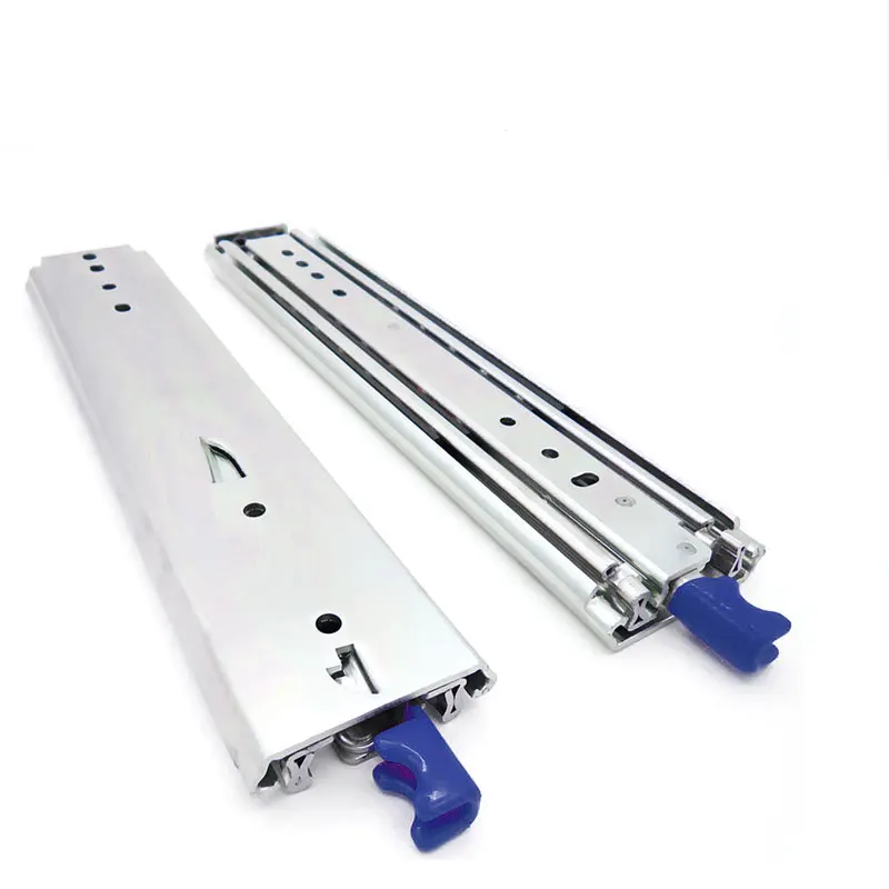 76mm wide lock in lock out drawer slide rail fully extended ball bearing side mounted heavy rail load 227KG