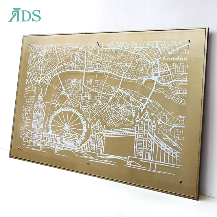 2021 Hotel Lobby Luxury Decoration Rectangular London Painting Art Decor 3d City Map Wall Decoration