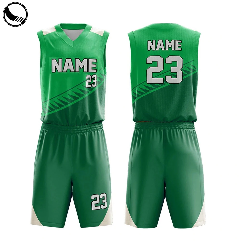 Custom Practice Uniforms High Quality Unique Style Sublimation Basketball Uniform Design Green