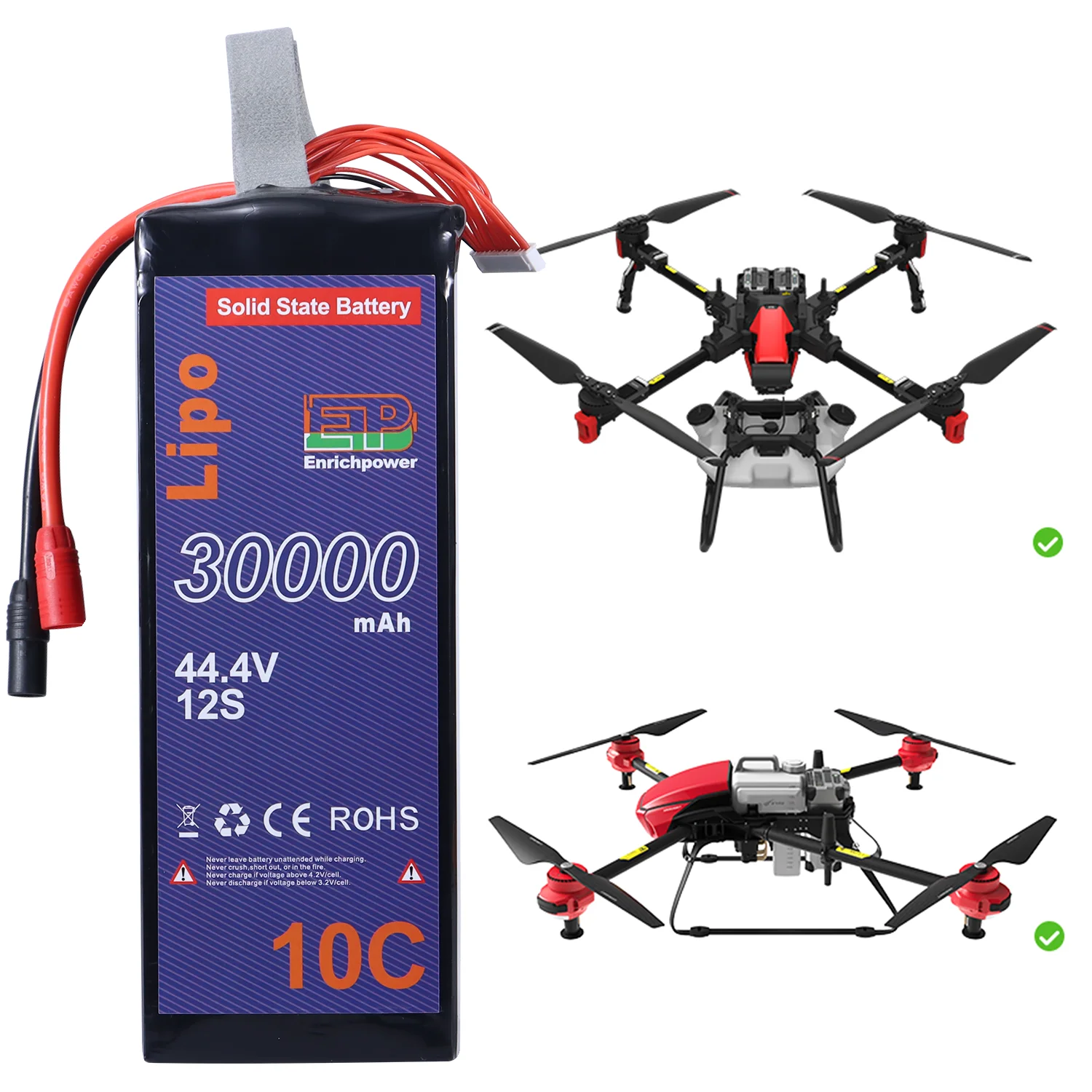 High-density Semi Solid State  270wh/kg 30000mAh 44.4v 12s battery packs for Industrial UAV VTOL drone