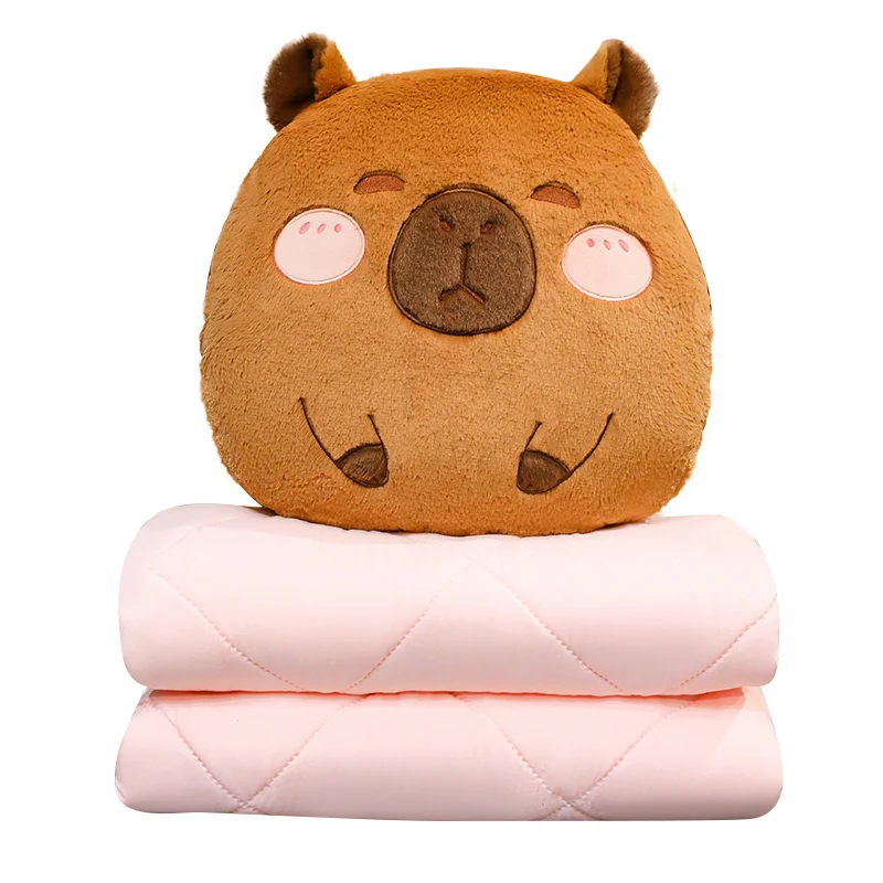 wholesale Capybara plush pillows Cute Animal Hand Warmer  stuffed bun air conditioning pillow baby security blanket