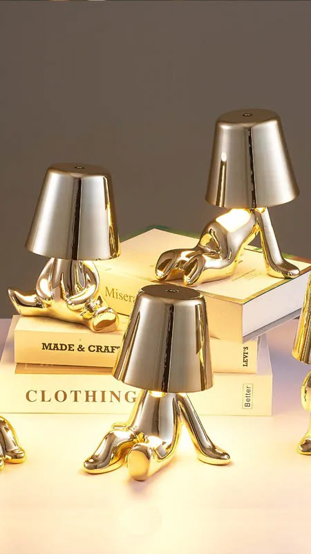 Thinker Little Golden Man Table Lamp Rechargeable LED Night Light Decorative Ornament Atmosphere Bedside Thinker Lamps