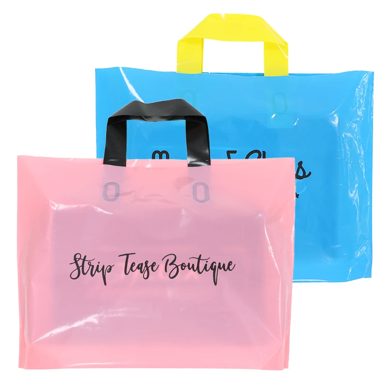 eco-friendly custom logo handle merchandise shopping gift bags plastic shopping bag