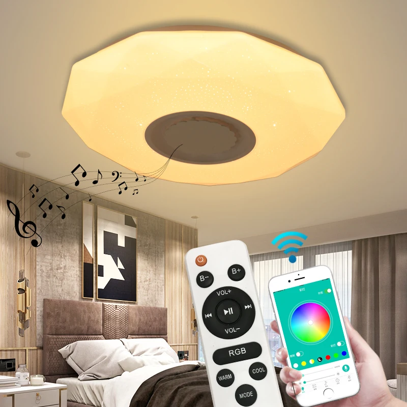 Smart Wifi Voice App Control Music Acrylic Lights Dimmable Bedroom Living Room Led Modern Ceiling Lamp