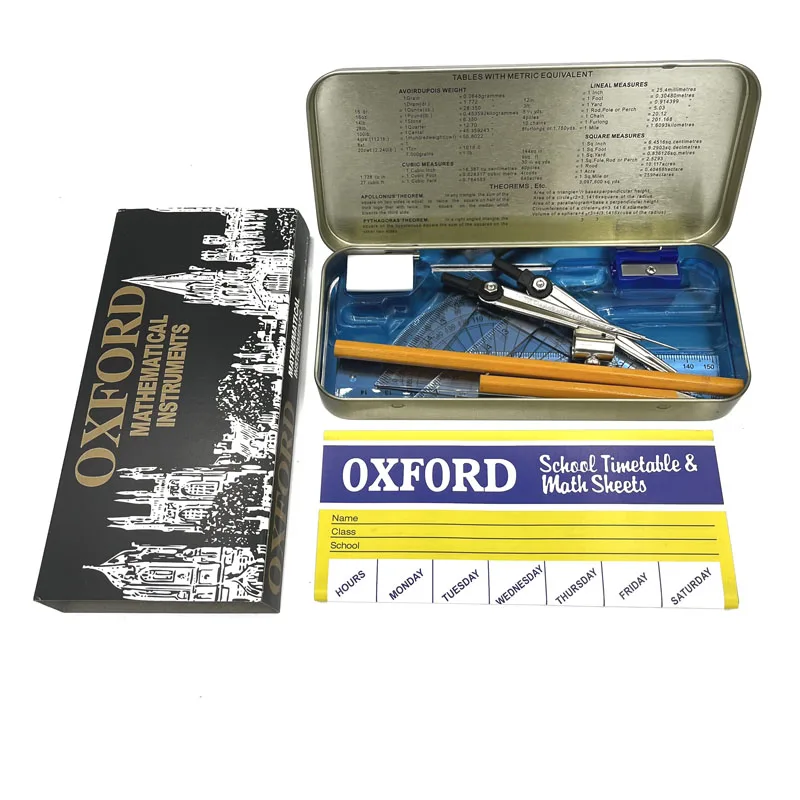 Best Gift Wholesale Price 13pcs Metal Oxford Geometry Sets Custom for Grade Students