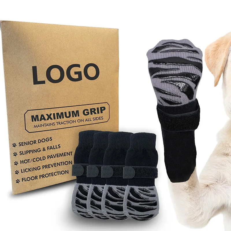 4 Pcs Non-Slip Cotton Pet Socks Soft and Comfortable Reduce Pet Running Sound for Indoor Use in Winter and Spring
