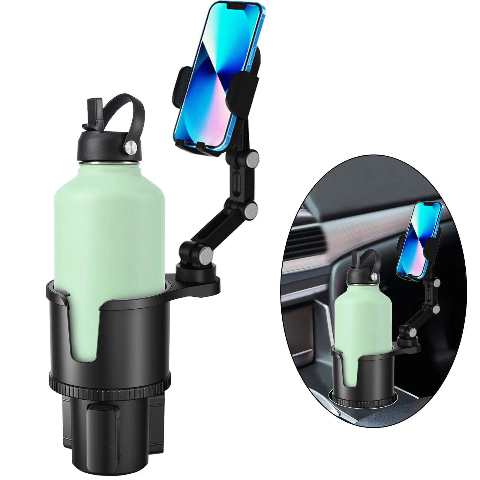 Small Cup 2 in 1 Car Cup Expander And Smart Mobile Phone Mount Holder Car Cup Holder With Adjustable Base