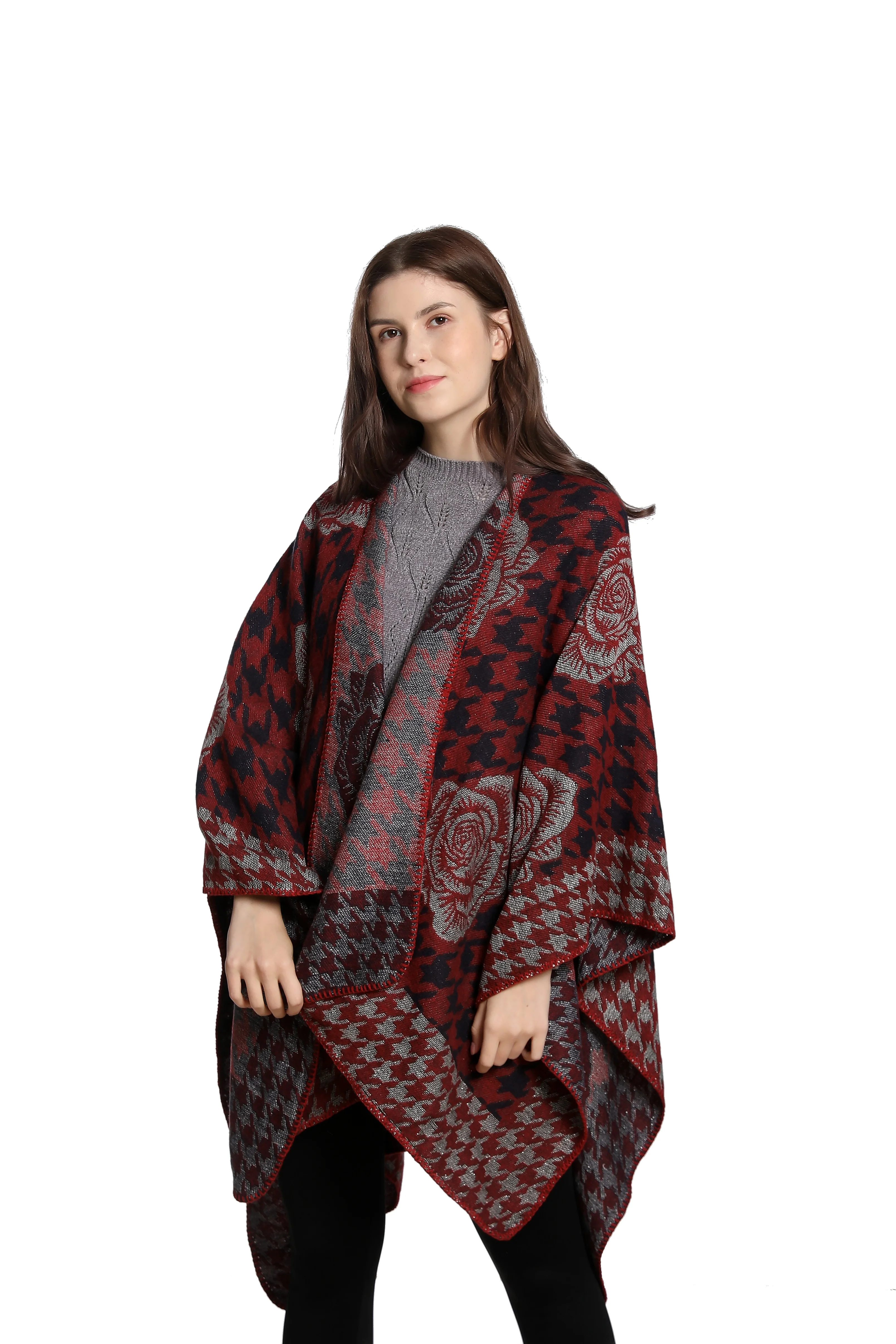 National Style Shawls Personalized Poncho Rose Pattern Make Your Own Shawl Unique Gifts Free Sample