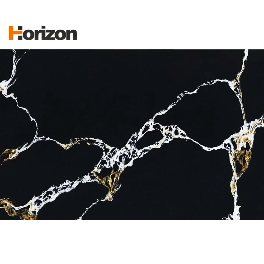 Horizon  Calacatta Black Calcatta Artificial Quartz Slab Stone Quartz 15mm 20mm 30mm Thickness Quartz Countertops Stone