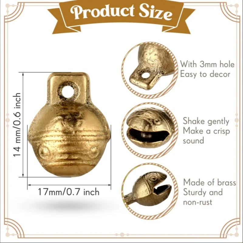 Factory Direct Restaurant Cafe Indian Brass Sleigh Bells Round Loud Brass Bell
