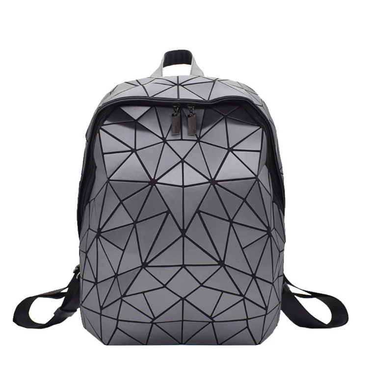 mini checkered lattice college luminous geometric leather backpack for girl 2023