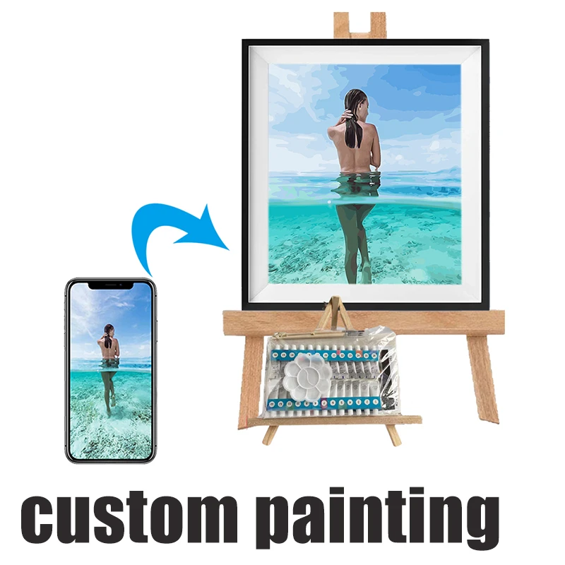 hot sale 20x20 framed DIY Oil Painting by number kit sunrise Paint by Numbers wall arts for Adult beginner and kids