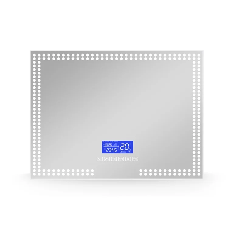  IP65 водонепроницаемое 80*60 см прямоугольное настенное противотуманное светодиодное зеркало для ванной с синими зубьями