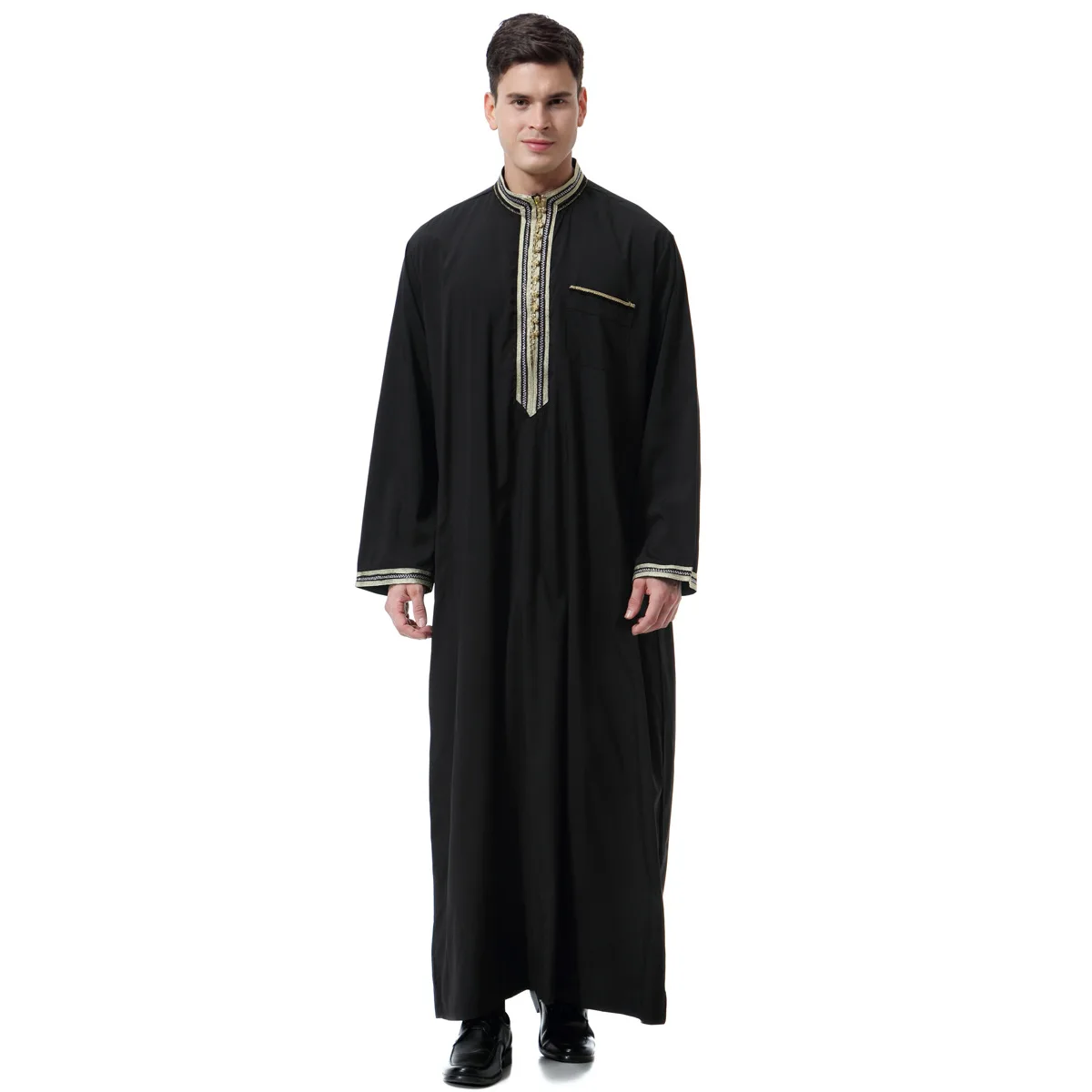 Wholesale Polyester all haramain jubba for men arabic thobe latest islamic clothing embroidery jubah