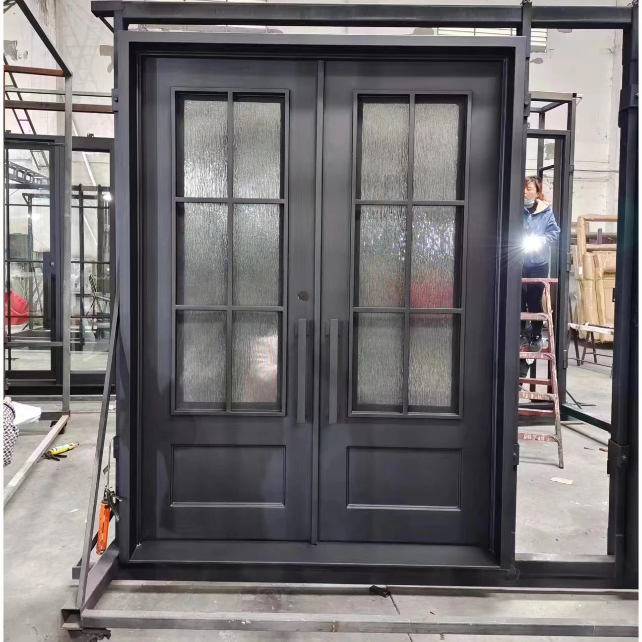 Custom  Design High Quality Customised Decorative Wrought Iron American Industrial Style Cast Iron Door