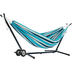 Danlong Wholesale 2 Person Heavy Duty Outside Double stripe Cotton Hammock portable hammock with  wheel stand