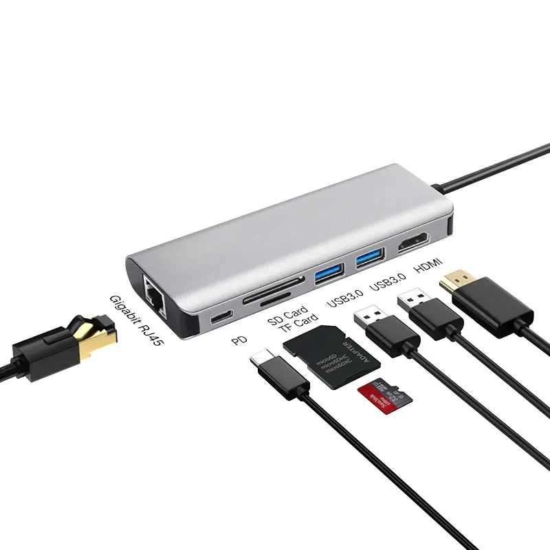 Алюминиевый USB Type-C концентратор с HDMI 4K 3 1 Адаптер Hub Тип C док-станция для Macbook