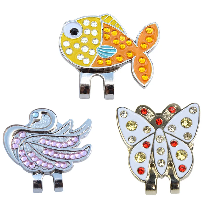 New arrival shining golf hat clip with magnetism golf ball marker with shining material for golf accessories