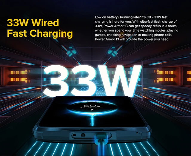 Ulefone Power Armor 13 13200mAh Rugged Phone 256GB Android 11 Waterproof Smartphone 6.81 2.4G/5G WLAN Mobile Phones NFC Global