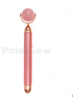 Gold Beauty Bar Vibration Facial Roller Electric Massager with Jade Head Anti-wrinkle Skin Tightening Rose Quartz Face Massage
