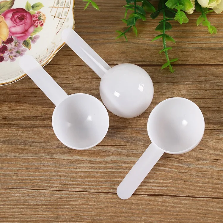 12g 25ml mini white clear plastic pp milk powder coffee tea mask cream round spoon medicine liquid spoon long handle