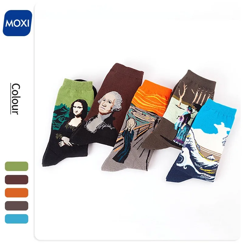 WUYANG FACTORY WY-040 Wholesale new happy patterns jacquard fashion novelty crew sock custom designs fashion socks for men/women