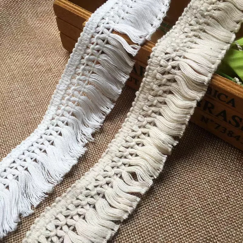 High Quality Garment Accessories Custom 3.5CM Boho Macrame Cotton Lace Trim For Clothing Curtain Diy Decorative