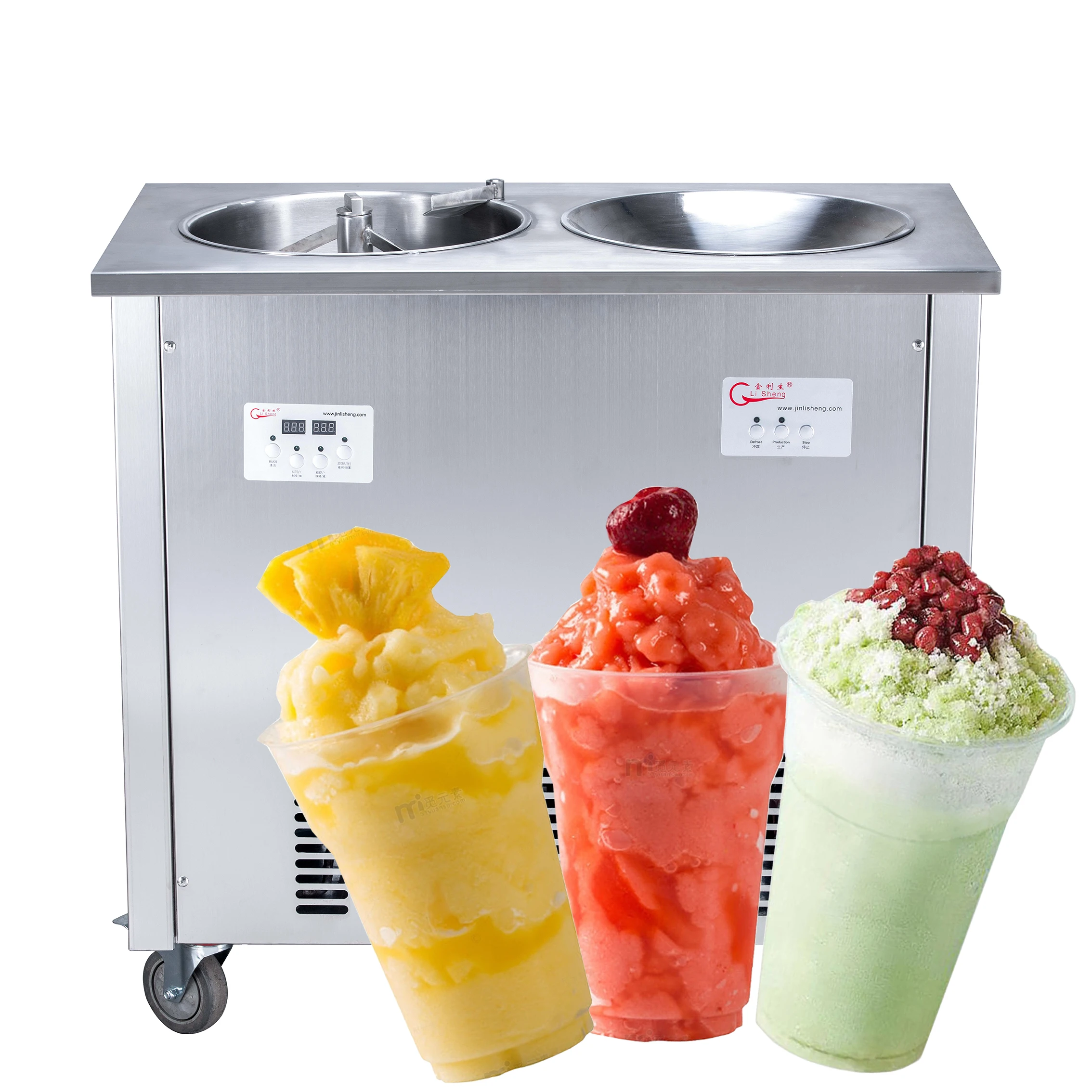 Fully Automatic Ice Frying Machine Commercial Single Pot Yogurt Fruit Juice Fried Ice Porridge Machine Stall Ice Cream Balls