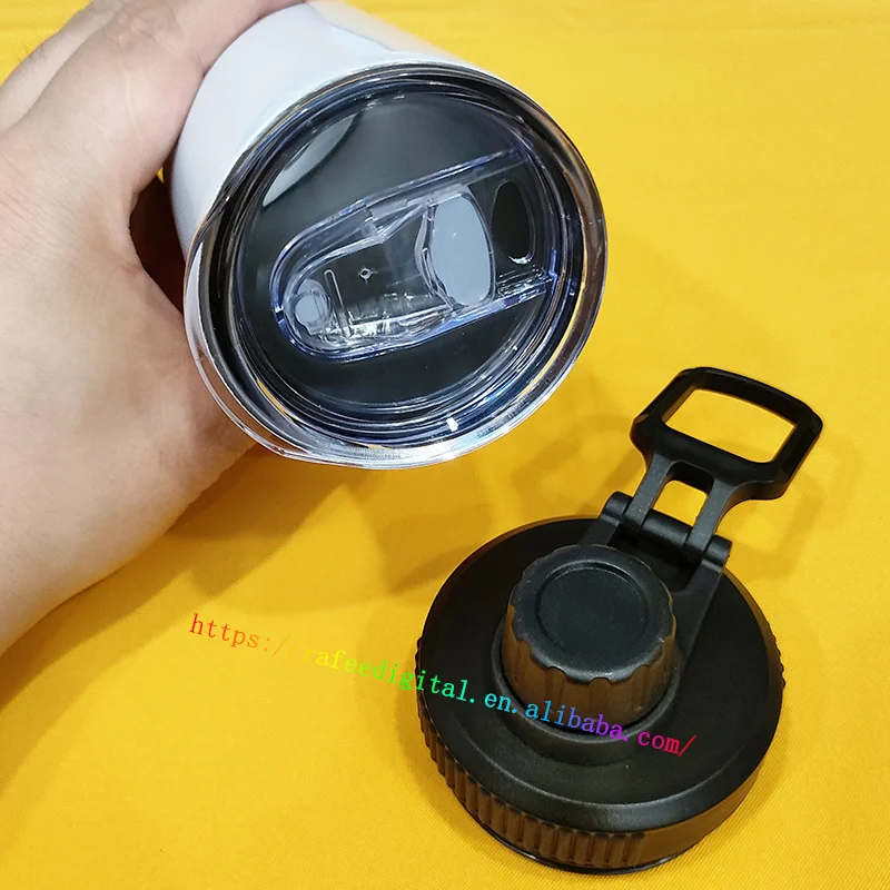 20oz 20 oz Leak Proof Stainless Steel 600ml Thermal White Blank Sublimation Sport Water Bottle with Two 2 Handle Lids and Straw