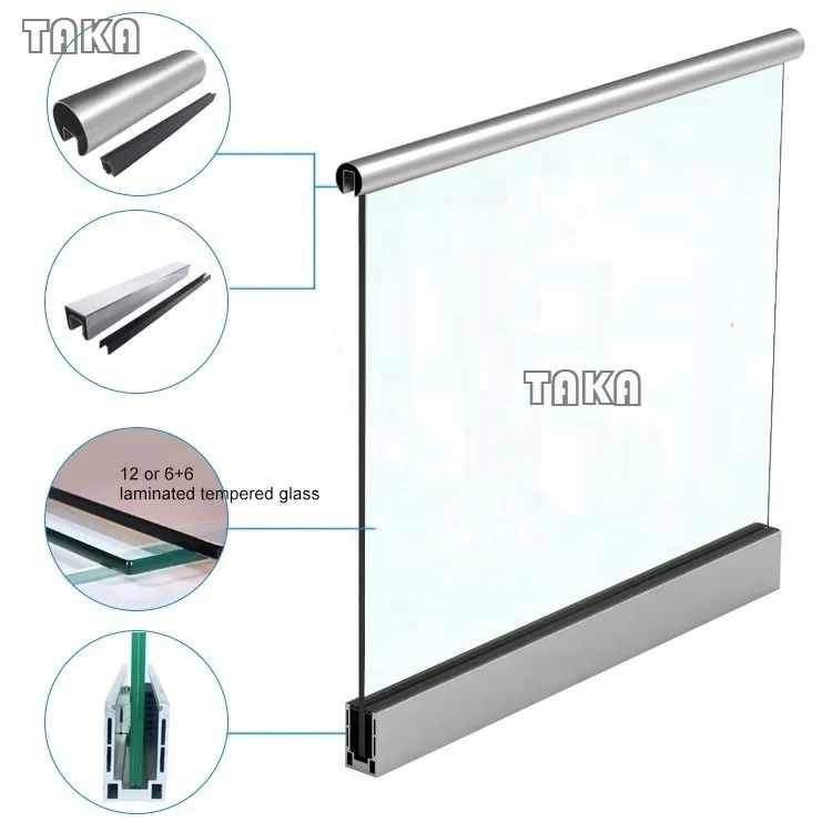 aluminum u channel for glass railing  u shape channel for outdoor indoor frameless glass balustrade hollow u channel