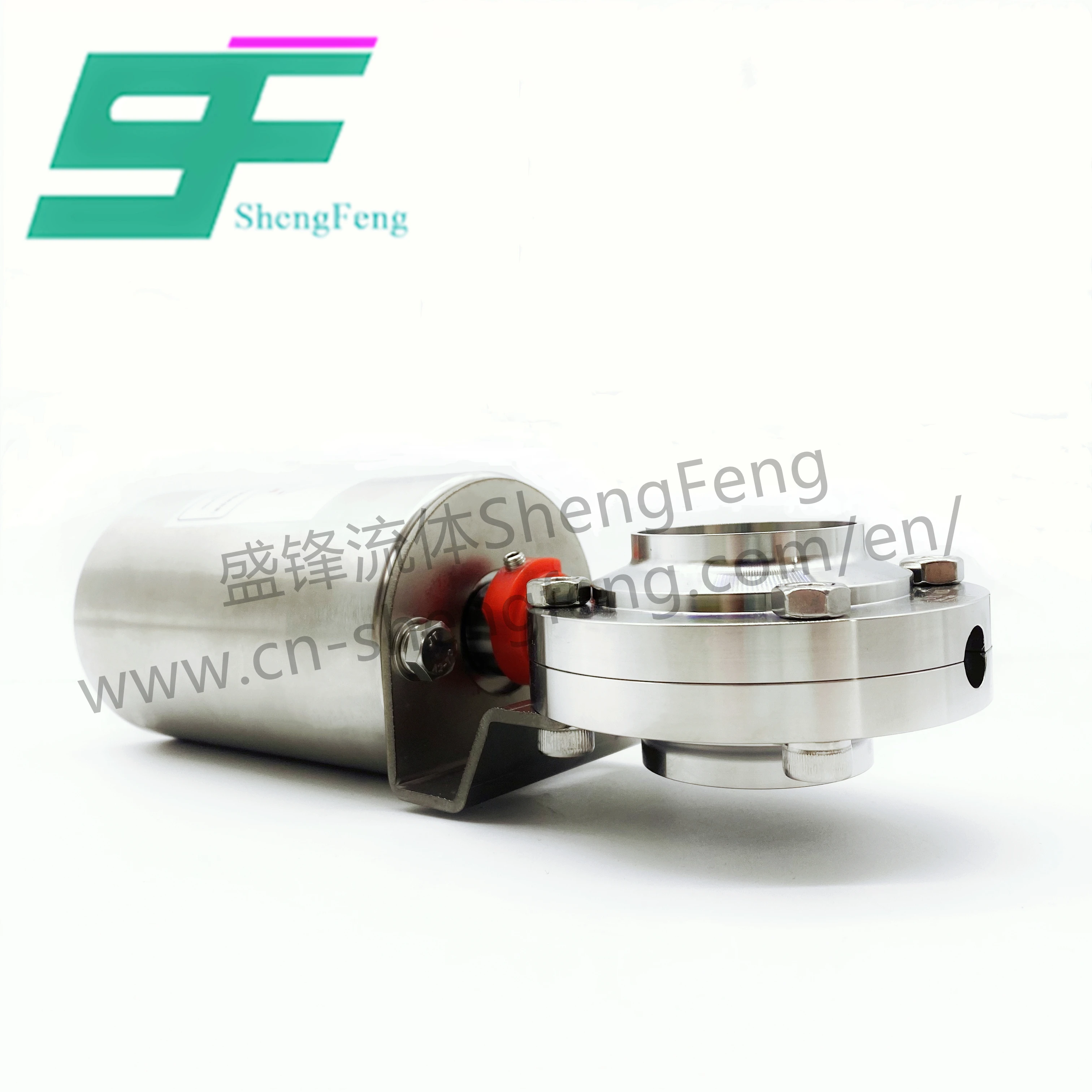 ShengFeng SS304 Sanitary SMS Welded Butterfly Valve with Pneumatic Actuator