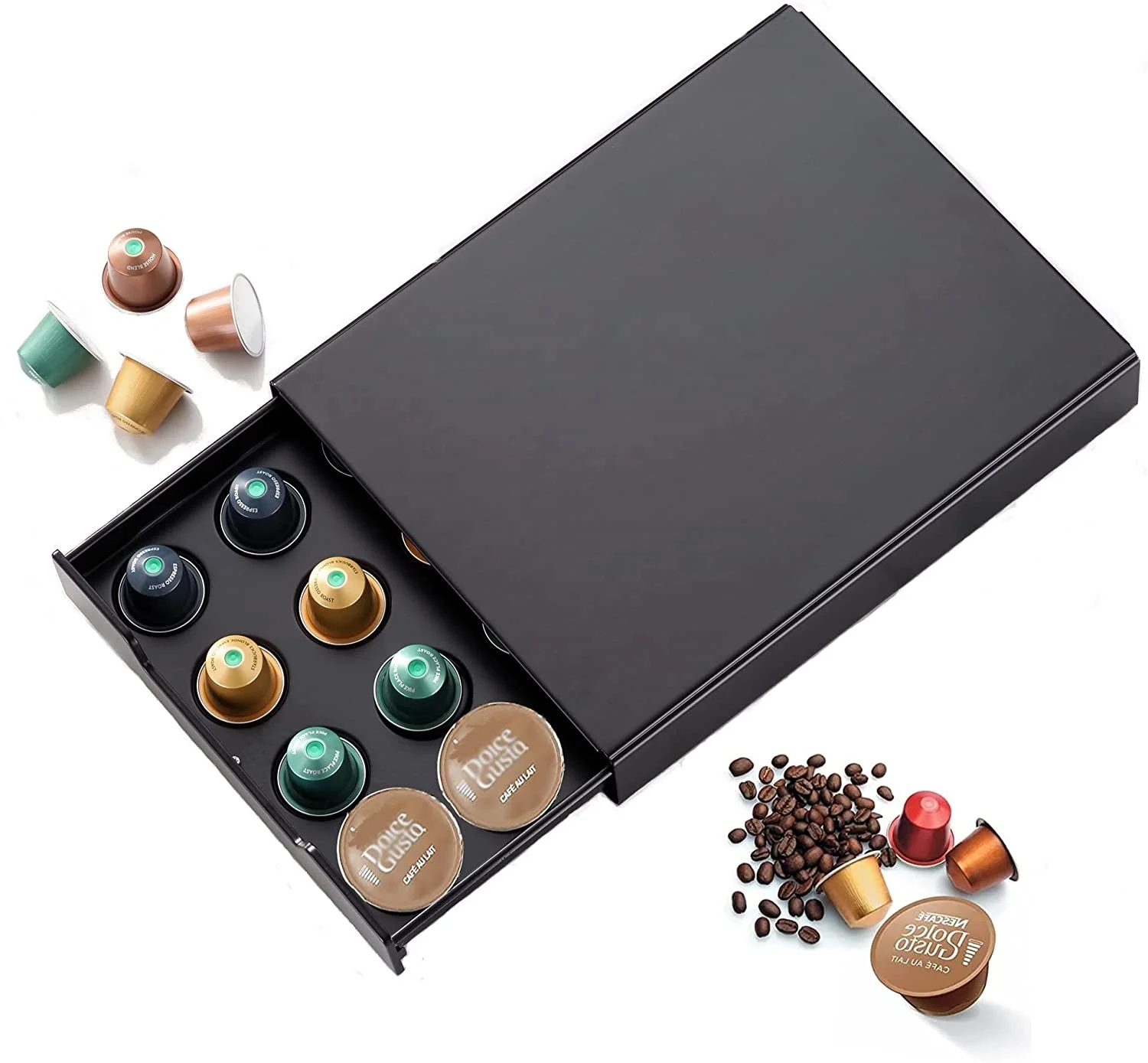Wholesale Supply Home Black Metal Plate Dolce Gusto Coffee Capsule Drawer
