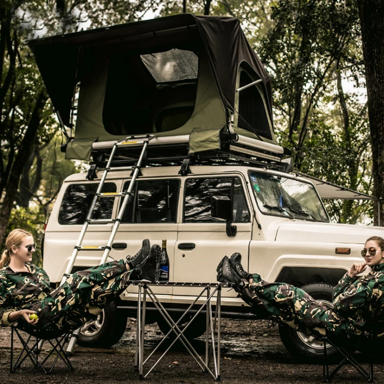 2 person self-driving tour tent hydraulic pole soft shell manual car roof tent outdoor camping car tent