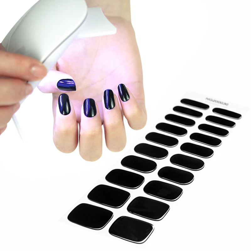 Gel nail set wholesale supplier high quality healthy long lasting nail art semi cured gel nail wraps set with uv lamp