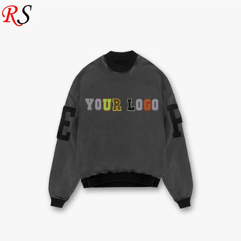 Мужской Хлопковый пуловер с вышивкой синели, винтажный свитшот с круглым вырезом