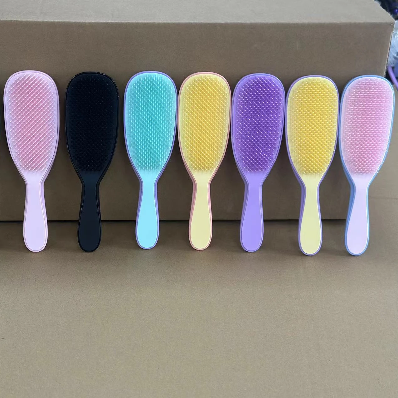 Three-Tiered Bristle Detangling Plastic Brush For Curly Hair  Plastic Hair Detangler Brush Detangling Hair Brush Comb Low Price